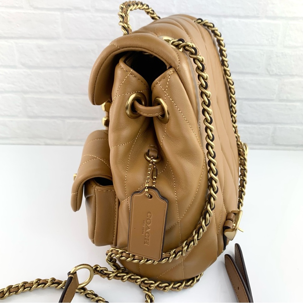 Coach Tabby Quilted Leather Convertible Backpack Honey Brown $495 - Picture 8 of 16